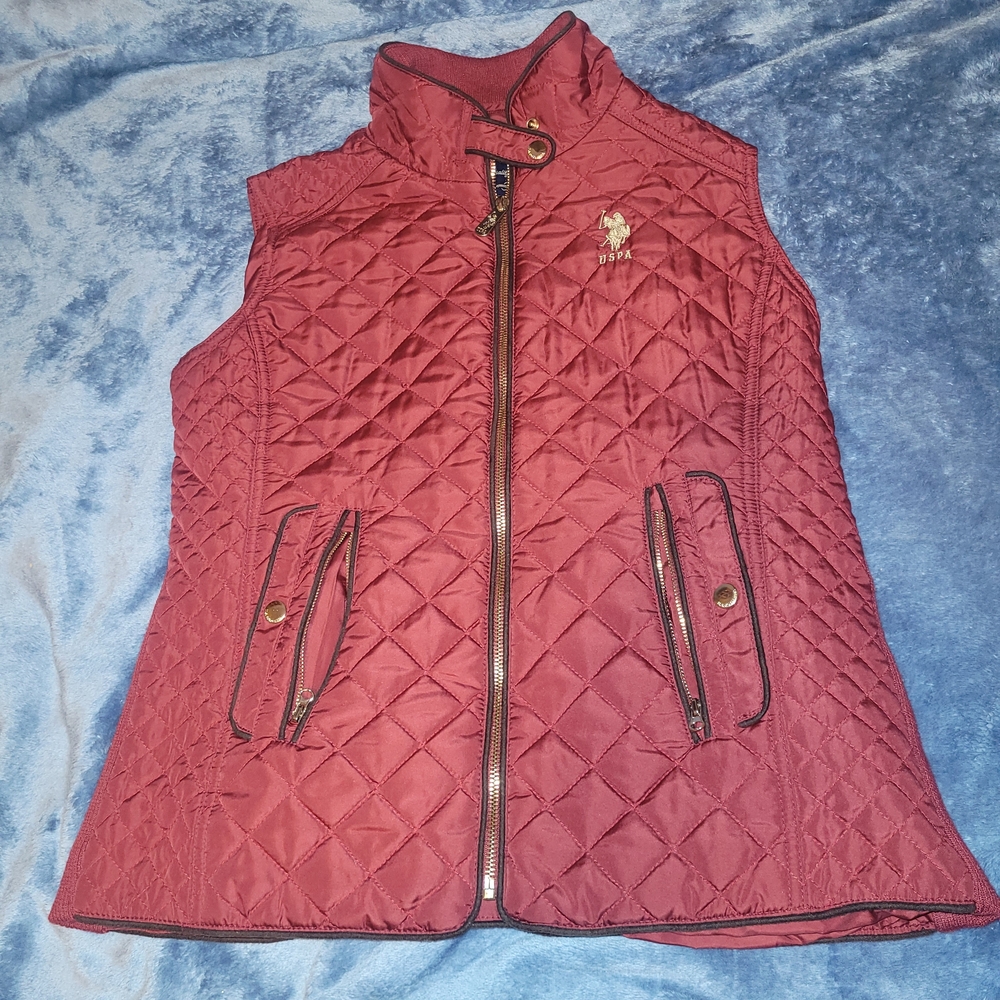 U.S. Polo Assn. Burgundy Quilted Vest